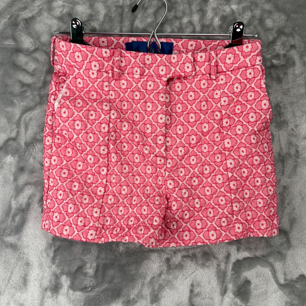 Blue Rain Pink Floral Geometric High Waisted Shorts Womens Small Girlhoodcore‎